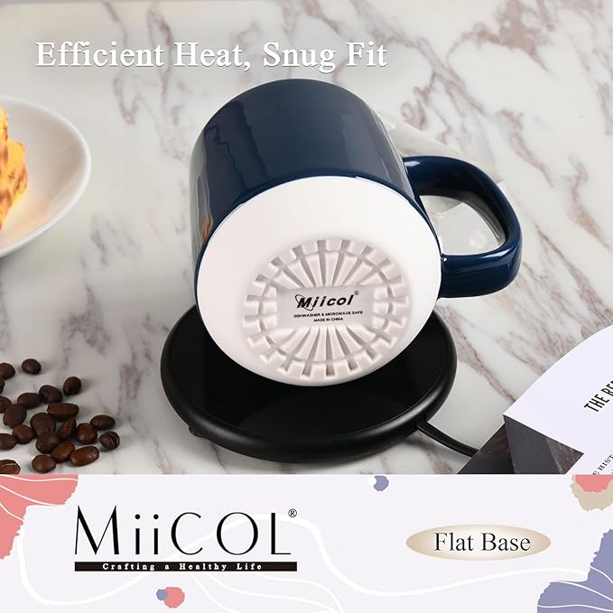 Miicol Ceramic Coffee Mug, 16 oz Large Coffee Cup, Tea Mug with Handle, Flat Bottom Mug for Men, Women, Office, Microwave and Dishwasher Safe, Multi-Color, Deep Ocean Blue
