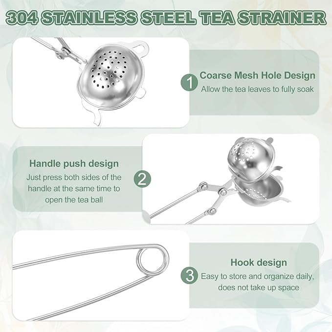 uxcell 2 Pcs Tea Infuser, Stainless Steel Loose Leaf Tea Infuser Filter for Cup and Teapot, Long Handle Tea Steeper Strainers for Tearoom Office Home, Teapot shaped, Silver