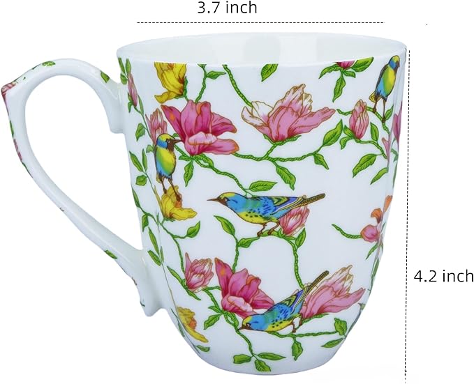 13oz Bone China Floral Mug Bone China Coffee Mugs Bone Teacup Christmas Mugs Birthday Gifts for Women Mom Friends Coworker