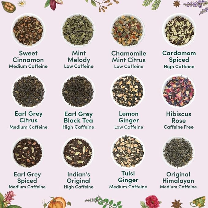 VAHDAM, Classic Tea Sampler Gift Set | 24 Unique Flavor in Individually Wrapped Pyramid Tea Bags in Classic Box | Assorted Tea Gift Set | Christmas Gifts for Women & Men