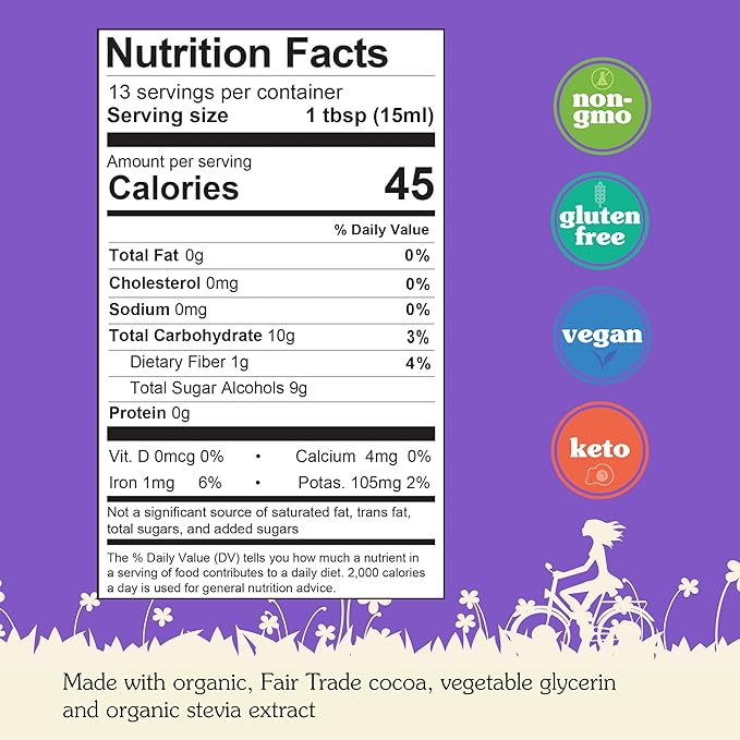 NuNaturals Stevia Syrup, Sugar-Free Sweetener, Plant-Based Sugar Substitute, Zero Calorie, Sugar-Free Syrup, Chocolate, 6.6oz (3-Pack)