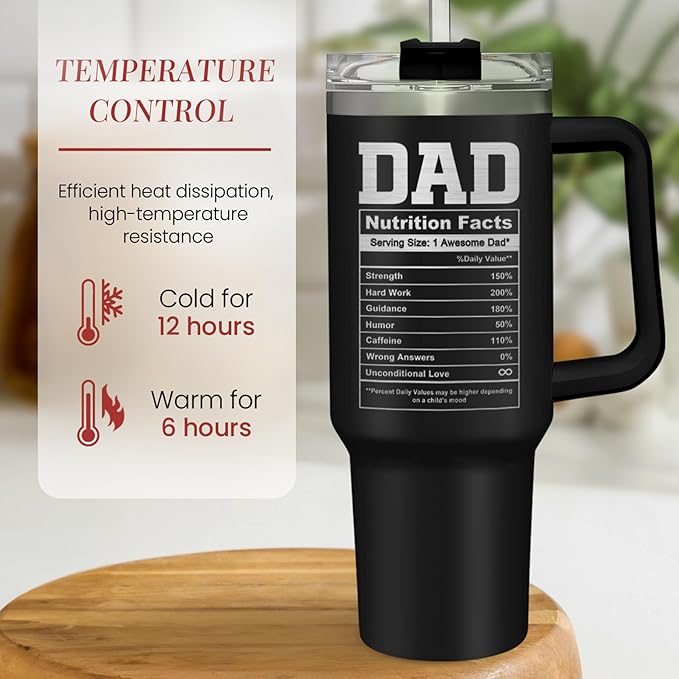 SANDJEST Best Dad Ever Tumbler 40oz Stainless Steel Insulated with Lid & Straw, Dads Gifts for Christmas Birthday Valentine Fathers Day, Father Coffee Cup Gift for Dad Daddy Father from Daughter Son