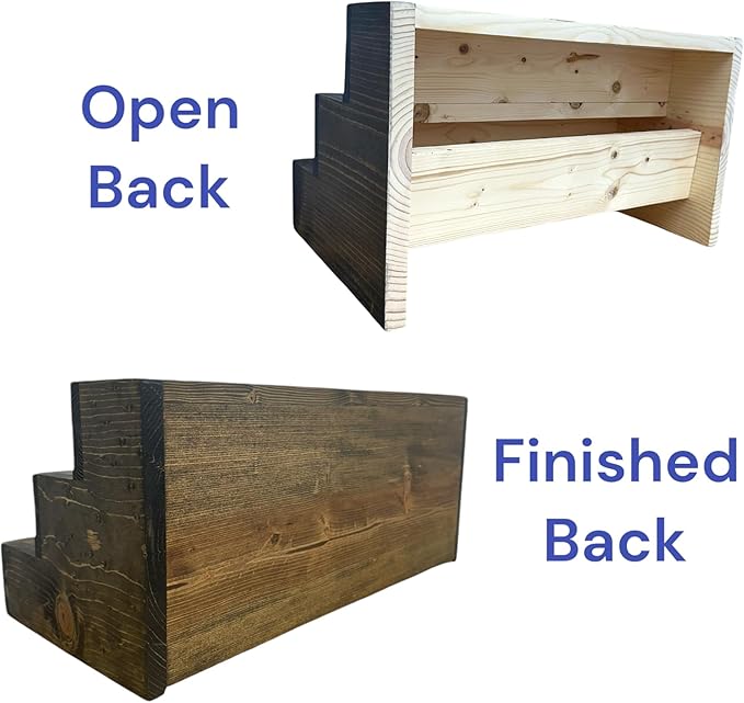 Handmade Tiered Display Shelving - Three Tier Bar Display - Bar Organizer - Liquor Bottle Display (18" without Back, Dark Walnut)