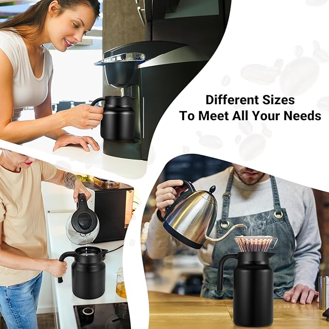 27Oz Thermal Coffee Carafes For Keeping Hot/Cold, Stainless Steel Coffee Carafe, Dustproof Insulated Water Carafe for Party/Home,Black