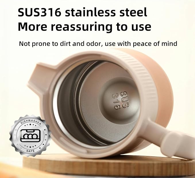 mint green SUS316 Safe edible materials teapot, 64oz large capacity, Can display temperature, vacuum insulation, suitable for hot water, tea, coffee, drinks, ice cubes, etc.