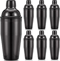 Nitial 6 Pcs Bar Cocktail Shaker Professional Stainless Steel Martini Drink Mixer Built-in Strainer for Bartending No Leaks Shaker for Bar Party Drink Mixer (Black,25 oz)