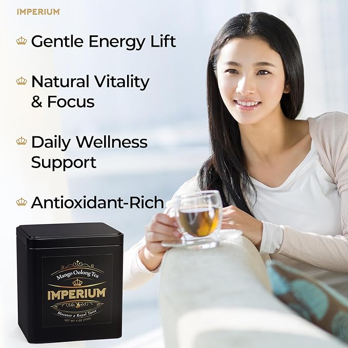 Imperium Mango Oolong Tea Loose Leaf (4oz), Hand-Picked Premium Oolong, Brews 100 Cups, Natural Beverage for Well-Being, Harmonious Floral Undertones, Tropical Sweetness and Smooth Fruity Taste