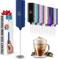 Mini & Mighty Milk Frother Wand – Powerful Handheld Coffee Frother, Battery Operated Drink Mixer – Compact Pocket Size – Detachable Whisk for Latte, Cappuccino, Matcha, Hot Chocolate – Navy Blue