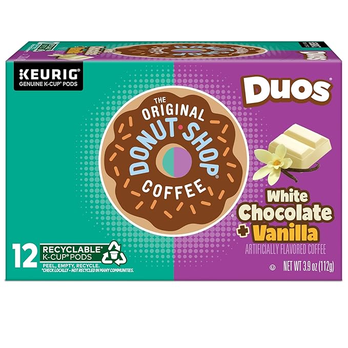The Original Donut Shop Duos White Chocolate + Vanilla, Keurig Single Serve K-Cup pods, 72 Count
