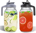 64oz Glass Pitchers with Lid and Spout, 2 Quart Mason Jar Pitchers, Wide Mouth Jar Leak-proof Water Jug for Water, Juice, Milk, Tea, Iced Coffee, and Drinks, 2 Packs.