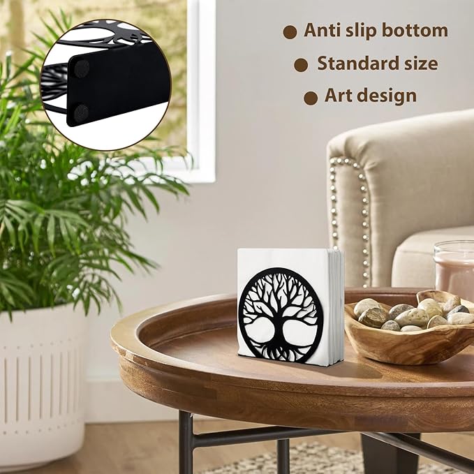 Napkin Holder for Table, Standing Napkin Dispenser Outdoor Farmhouse Black Cocktail Napkin Holders for Kitchen Coffee Shop Dining Room (4.7"x 1.6"x 4")