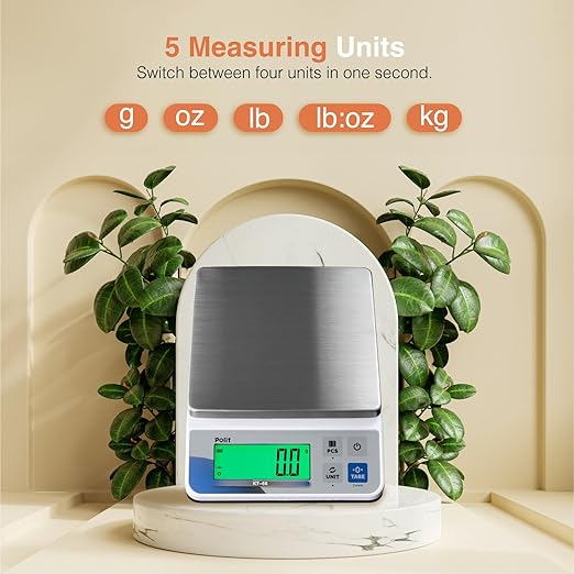 Polit KT-66 Digital Kitchen Scale 18lb – High-Capacity 0.5g Precision Food & Utility Scale with Stainless Steel Tray for Baking, Cooking, Market Produce and Small Business Weighing