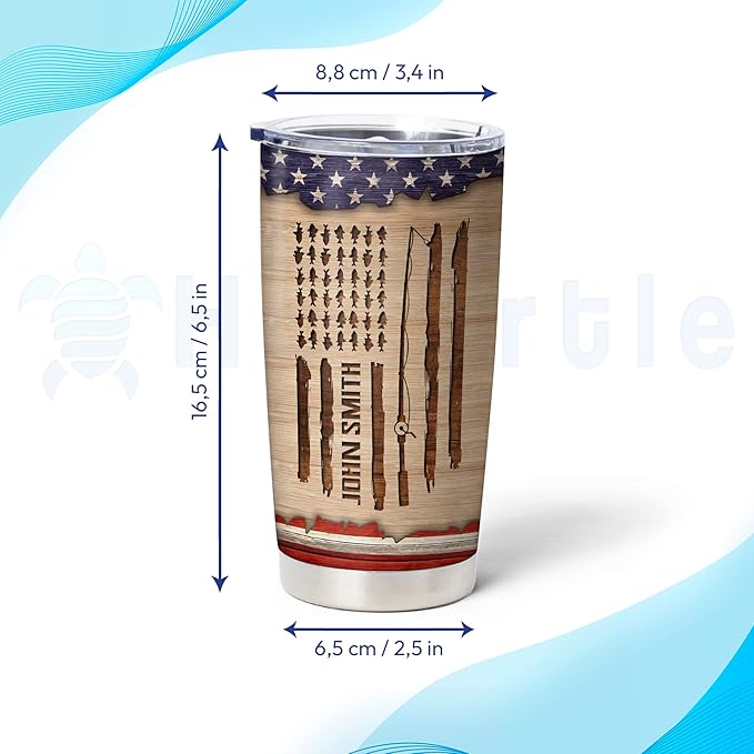 Hyturtle Personalized Fishing Gifts For Men - Stainless Steel Tumbler Cup 20oz For Fishing Lover - Reel Cool Dad Birthday Gifts for Dad Men Husband & Fathers Day Gift From Daughter Son Wife