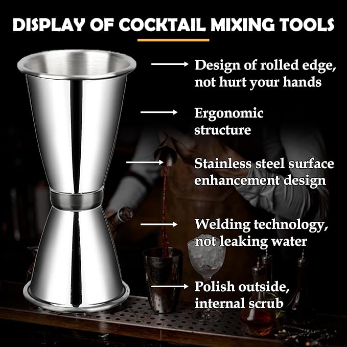 9 Pieces Jigger for Bartending, 2 oz 1 oz Double Cocktail Jigger, Japanese Professional Cocktail, Measuring Liquor Cup Bartender Supplies for Home Party Bar Tool