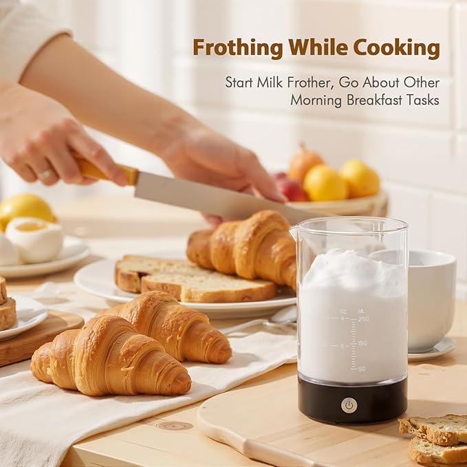 Cold Foam Maker Frother Blender for Coffee - Handheld-Free - One-Button Battery Powered - Frother for Cold Foam - Ideal Gift (Ink Black)