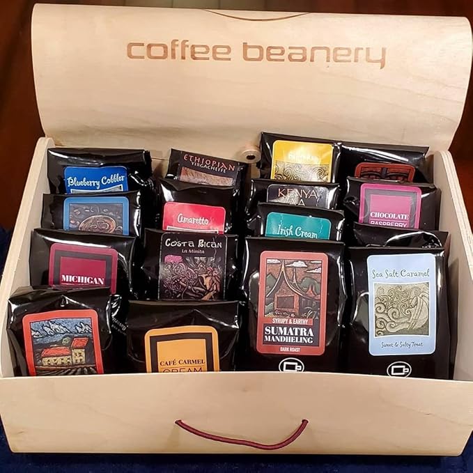Taste of Coffee Beanery, Gourmet Coffee Gift Basket, 12 One Pot Samples