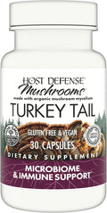 Host Defense Turkey Tail Capsules - Digestive Health & Immune Response Support Supplement - Mushroom Supplement for Gastrointestinal & Gut Microbiome Support - 30 Capsules (15 Servings)*