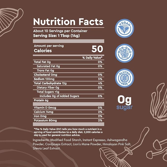 360 Nutrition Instant Mushroom Coffee with Cordyceps, Lion’s Mane Superfood Mushrooms and Ashwagandha for Cognitive Balance, Memory and Focus | Dark Roast, No Added Sugar 5 oz (Focus Blend)