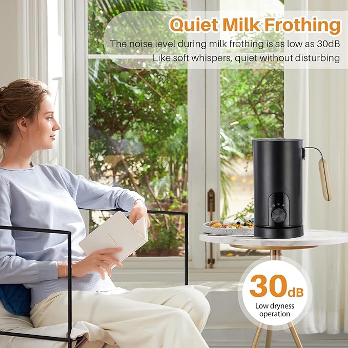 Electric Milk Frother,5-in-1 Milk Steamer with Touch Control,350ml Automatic Warm and Cold Foam Maker,Milk Warmer for Coffee,Latte,Cappuccinos Macchiato,Hot Chocolate,Anti-burn Propeller