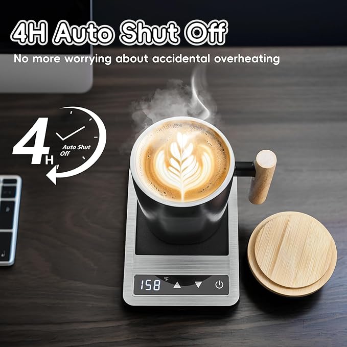 Coffee Mug Warmer & Mug Set 2025, Heated Cup for Desk with Temperature Control and Smart Auto Shut Off, 14oz