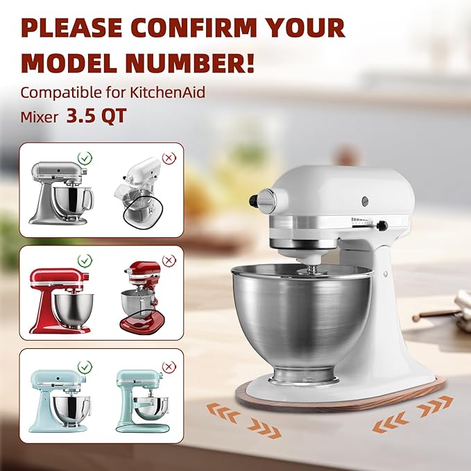 Mixer Slider Compatible with 3.5 QT Kitchen Aid Stand Mixers, Kitchen Countertop Storage Mover Sliding Caddy Mixer Slider Mat for Kitchen Aid Stand Mixer Accessories Attachment (Pine Wood - Brown)