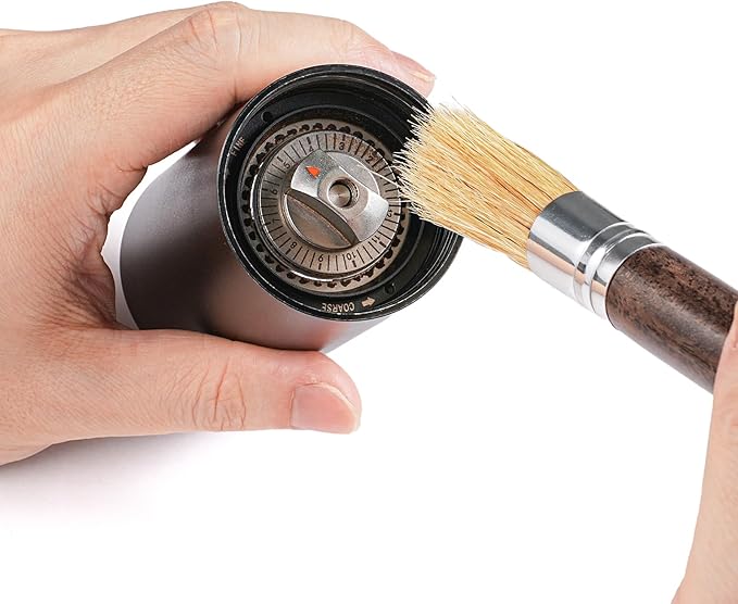 AZMCHEF Coffee Grinder Cleaning Brush with Stiff Boar Bristle & Wood Handle, Espresso Machine Brush with Hanging Loop for Home Kitchen