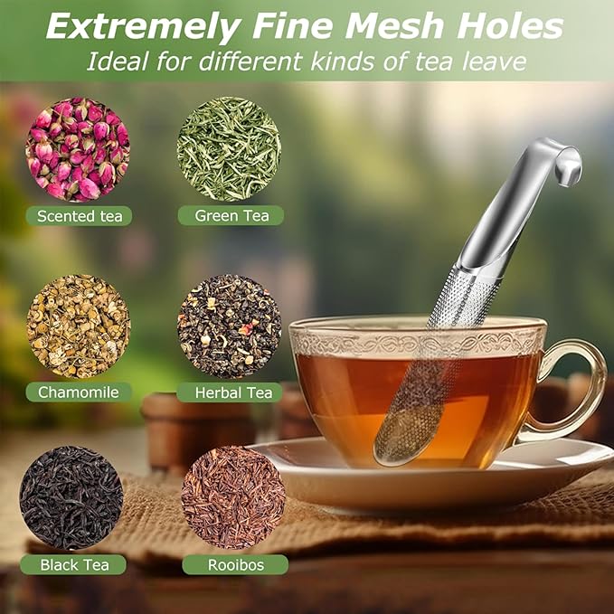 2 Pack Tea Infuser, Fine Mesh Tea Infuser for Loose Leaf Tea, Stainless Steel Strainer with 2 Brush and Clip for Loose Leaf Tea