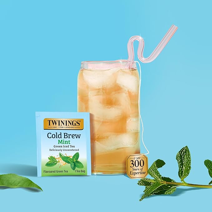 Twinings Mint Green Cold Brew Iced Tea Bags, 20 Count (Pack of 6), Unsweetened Flavoured Green Tea, Caffeinated, 120 Teabags