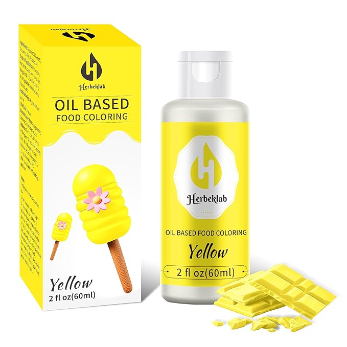 Yellow Oil Based Food Coloring – 2 fl oz Professional Grade Concentrated Oil Food Dye for Melting Chocolate, Candy Melts, Cake Pops, Strawberries & Baking