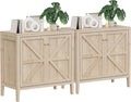 Wood Sideboard Buffet Cabinet with Doors - Farmhouse Kitchen Storage Cabinet, Coffee Bar Console Table with Adjustable Shelves, Buffet Table for Living Room, Hallway (White Oak, 2 PCS)