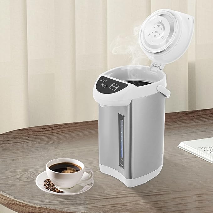 4L Electric Kettle, 135OZ Hot Water Urn Pot Dispenser Electric Tea Coffee Kettle with 3 Water Dispensing Modes, 750W Stainless Steel Boiler Warmer for Home Kitchen (Grey)