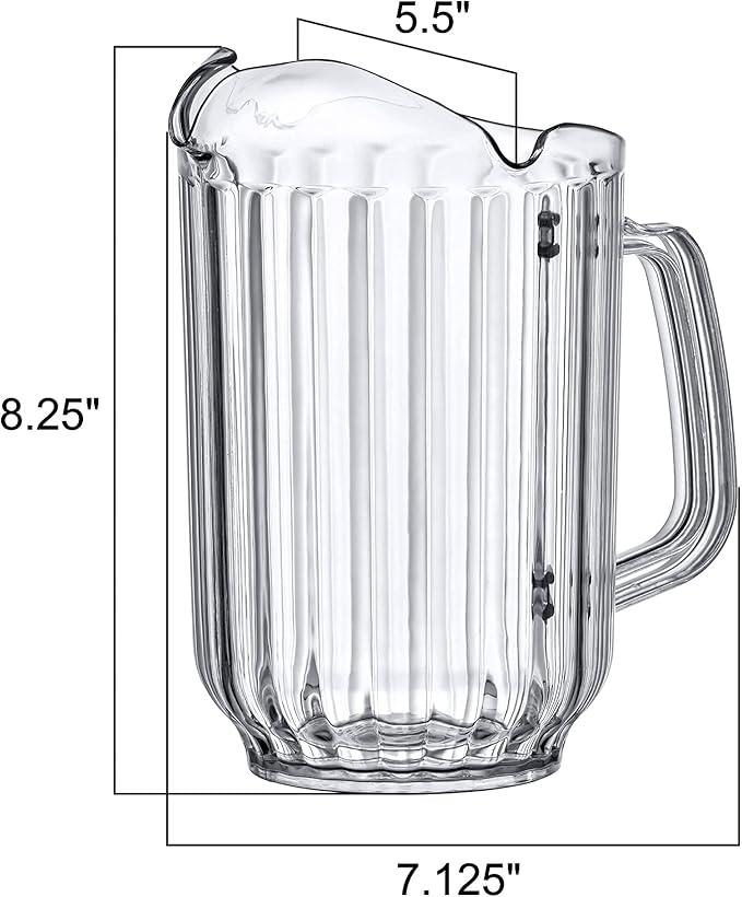 Amazing Abby - Cheerly Beerly - 2-Pack Unbreakable Plastic Beer Pitcher (60 oz), Restaurant-Grade Polycarbonate Beverage Dispenser with Pour Spout, Dishwasher-Safe, Great for Beer, Sangria, and More