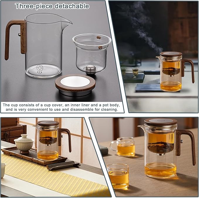 Enchanti Tea Pot, Witchcraft Magical Enchanted Glass Teapot with Strainer, Magnetic Filtration Pot with Handle, for Home, Gifting, Outdoor and Office (600ml 1Pcs)