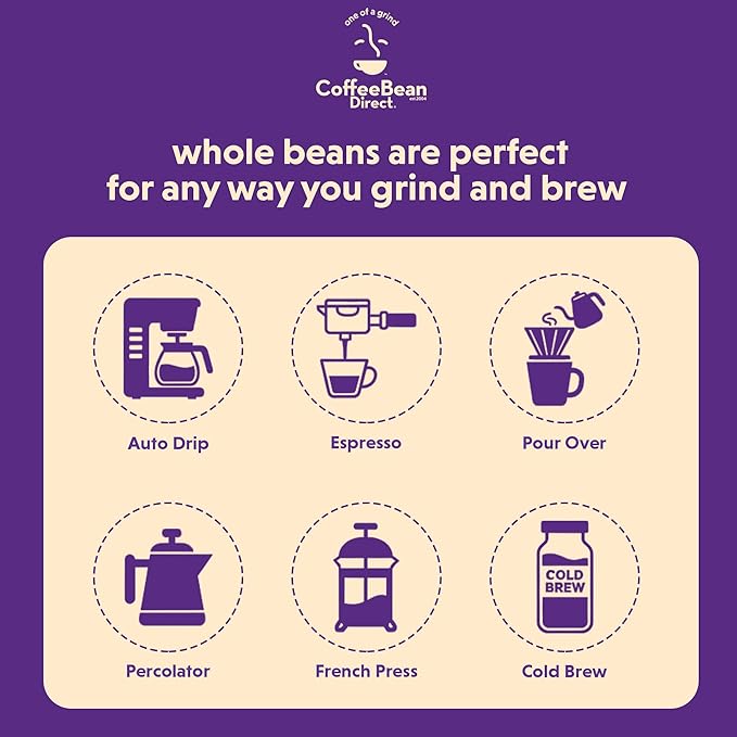 Coffee Bean Direct Vermont Maple Crunch Flavored, Whole Bean Coffee, 2.5 Pound Bag (Pack of 1)