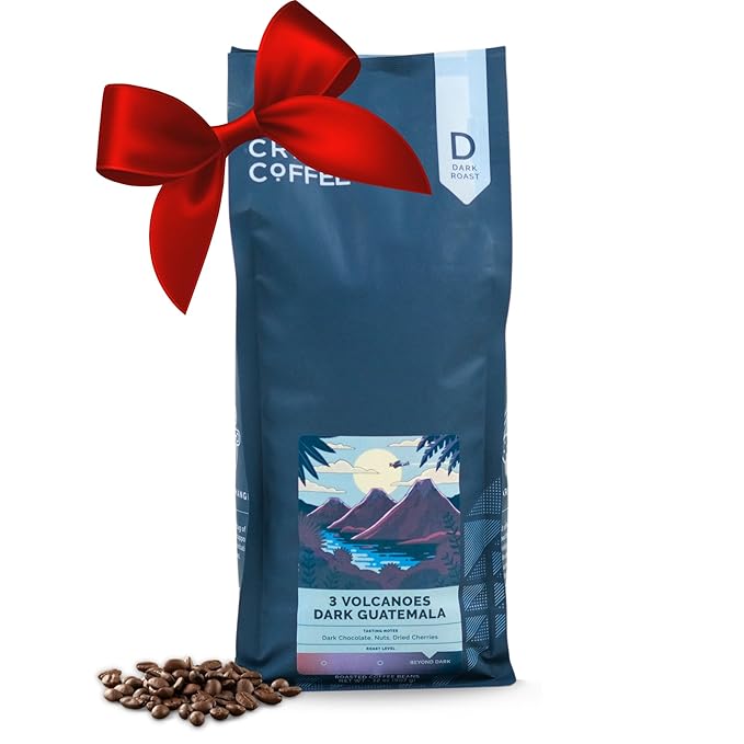 Stone Creek Coffee Dark Roast Whole Bean Coffee – 2 LB (Pack of 1) – Smooth Fresh Roasted Coffee Beans with Dark Chocolate Tasting Notes, 3 Volcanoes Dark Guatemala