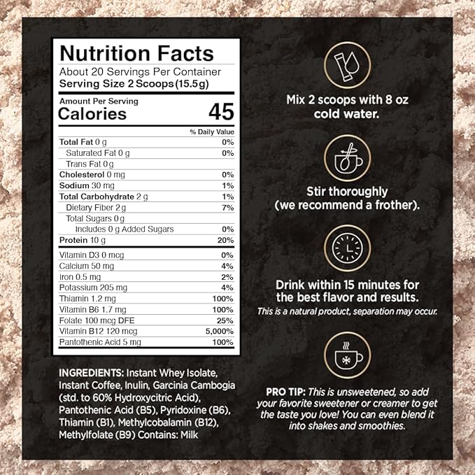 VitaCup Slim Protein Coffee Shake for Diet Support, Instant Coffee w/Whey Protein Powder, B Vitamins & Fiber, Dietitian Developed for Performance & Taste, Make as Iced or Shake, 3 Bags