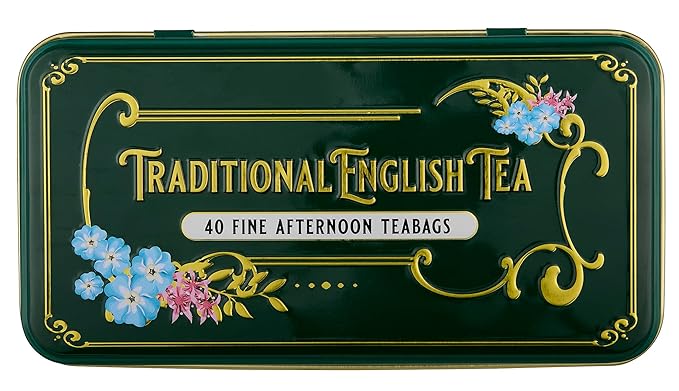 Vintage Victorian Bottle Green Tea Tin with 40 English Afternoon Teabags