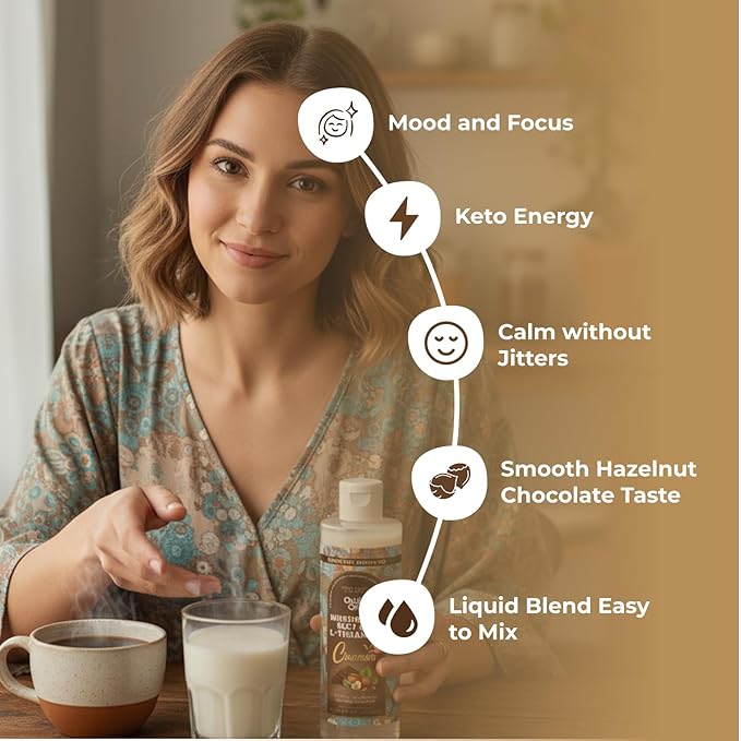 Mushroom Coffee Creamer with MCT Oil by Owl & Ox | L Theanine, Nootropic Superfood Blend, Vegan, Sugar Free, Dairy Free, Adaptogens, Plant Based & Keto Friendly, Hazelnut Chocolate Flavor, 30 Servings
