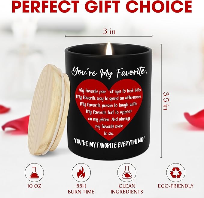 OASSIE Christmas Couple Gifts for Boyfriend Girlfriend - You're My Favorite Vanilla Lavender Candle 10 oz - Wedding Anniversary Couple Candle, Romantic Love Birthday Gifts for Him Her Husband Wife