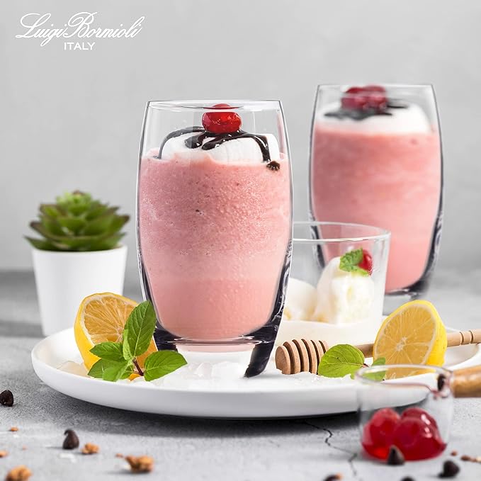 Luigi Bormioli Crescendo Highball Glasses, Set of 4-20 Oz Lead-Free Crystal Tall Tumblers with Thick Base - Laser Cut Rims, Classic for Cocktails, Water, Long Drinks - Made in Italy, Dishwasher Safe