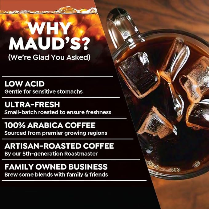 Maud's Vanilla Caramel Flavored Cold Brew Coffee Pods, 18 ct, Dark Roast Flavored Coffee in Recyclable Single Serve Pods – 100% Arabica Beans, Compatible with Keurig K Cups Maker