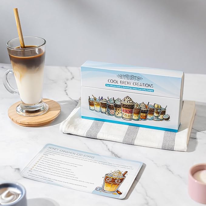Cool Brew Creations: Iced Coffee Recipe Cards - Barista-Quality, Easy Iced Coffee Recipes - Customizable, Includes Dairy & Non-Dairy Options - Perfect for Coffee Lovers