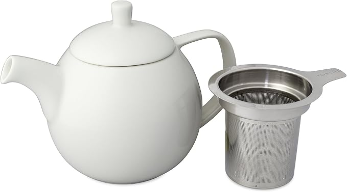 FORLIFE Curve Teapot with Infuser, 24-Ounce, White