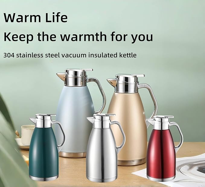 304 Stainless Steel Double-layer Inner Kettle 64oz Large Capacity Suitable for Storing Hot Water, Tea, Coffee, Ice Cubes, etc. Frosted Body Anti-dirty, Water Stains, etc. (Light Blue)