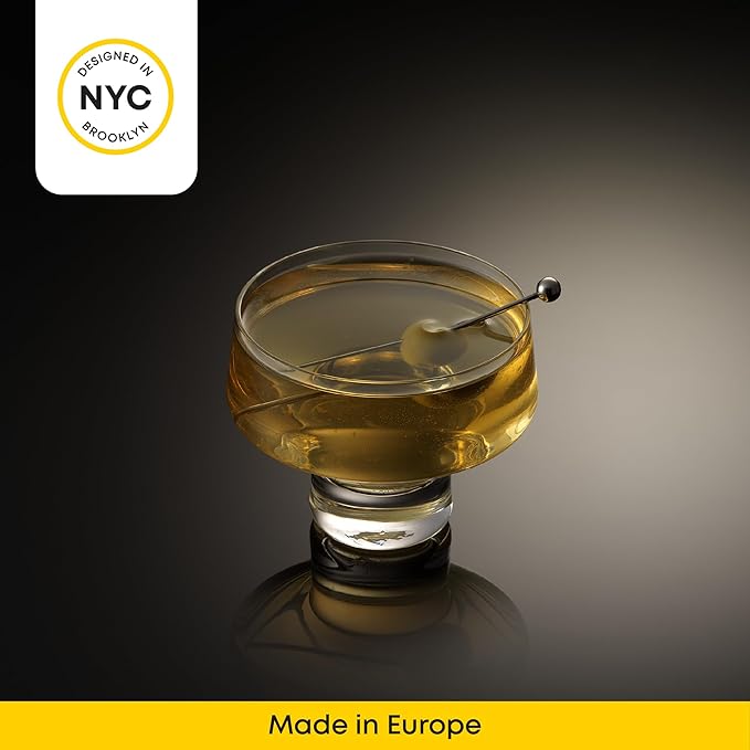 JoyJolt Sidney Stemless Coupe Glasses Set of 4 | 10oz Cocktail Glasses for Espresso Martini, Margarita, Manhattan, Champagne, Daiquiri, Cosmopolitan | Premium Crystal Made in Europe