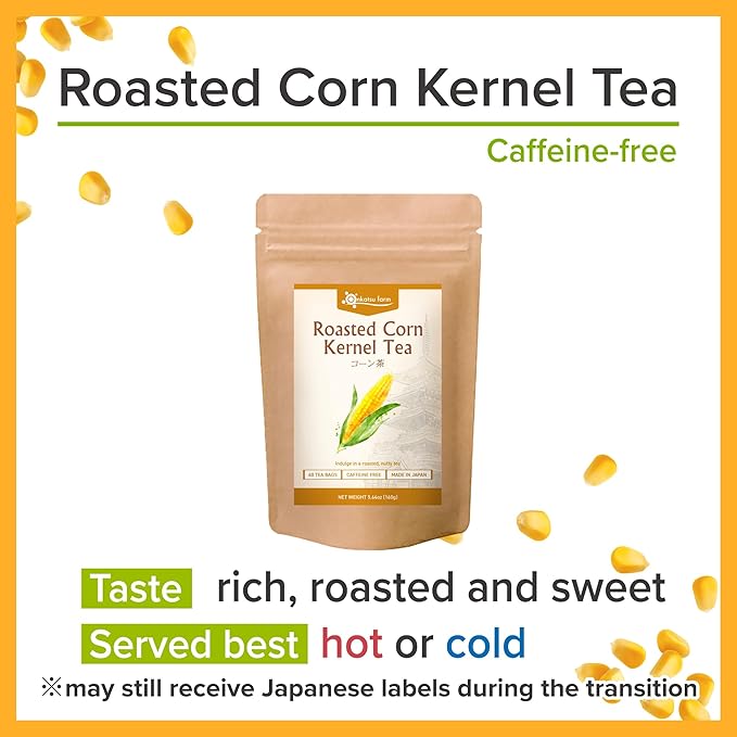 Onkatsu Farm Roasted Corn Kernel Premium Japanese Tea Bags, Sweet Roasted Flavor, Hot or Iced, Caffeine Free, 40 Total Tea Bags
