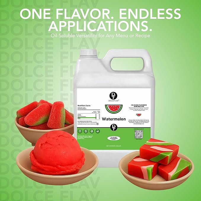 Dolce Flav Watermelon Flavoring – 32 oz. – Premium Oil-Based Extract for Chocolates, Frostings, Baked Goods & Confections | Ideal for Summer Treats & Commercial Kitchens