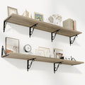 RICHFOCUS 12 Inch Deep Floating Shelves for Wall, 55" W x 12" D Wood Wall Shelves Set of 2, Wide Floating Shelves for Living Room, Bedroom, Kitchen, Bathroom and Decor Storage, Grey