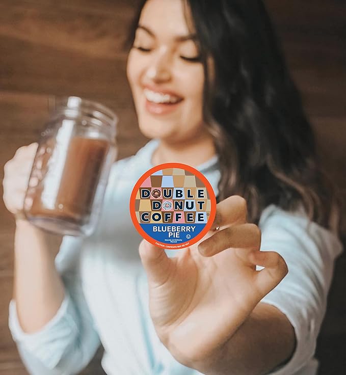 Double Donut Coffee Variety Pack Assorted Medium Roast, Dark Roast & Flavored Coffee in Recyclable Single Serve Cup, 80 Count