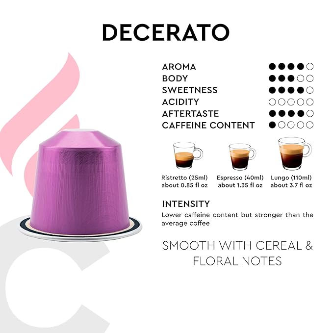 CARRARO 1927 Decerato - 100 Aluminum Espresso Pods Compatible with Nespresso Original line - Dewaxed, Wellness, Low Acidity, More Digestible, Intense Aroma, Medium Roast Espresso Capsules Made in Italy